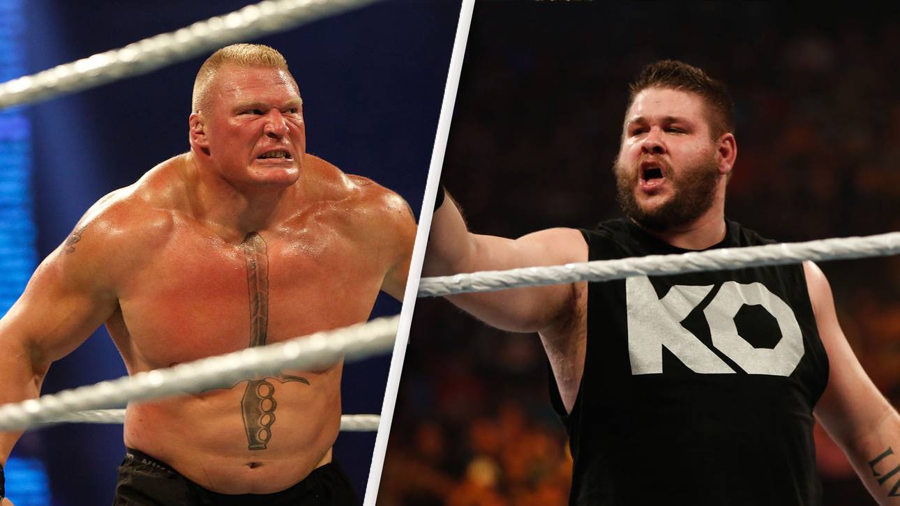 Kevin Owens (r.) würde bei WrestleMania gern mit Brock Lesnar in den Ring