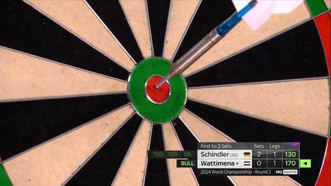 Martin Schindler schlägt Jermaine Wattimena in der zweiten Runde der Darts-WM verdient mit 3:1 und zieht in die dritte Runde ein.