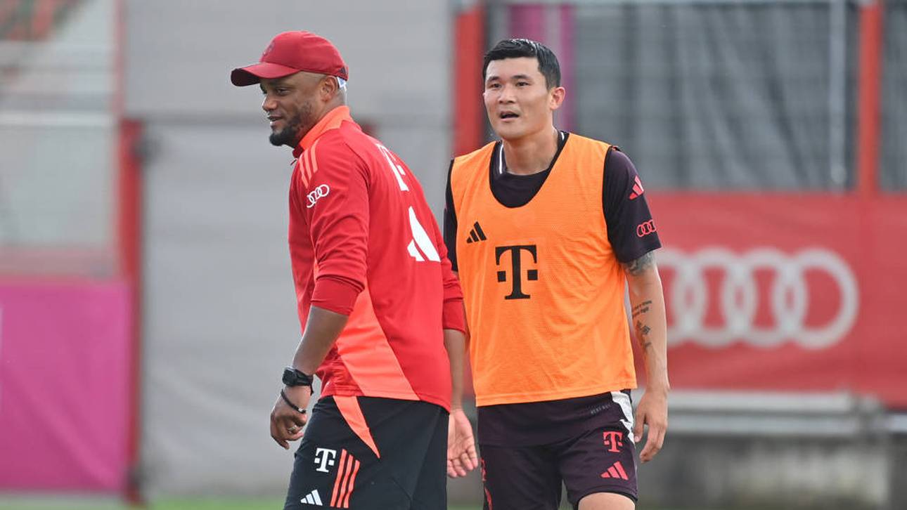 Vincent Kompany (l.) und Minjae Kim stellten sich  den Fragen der Pressevertreter