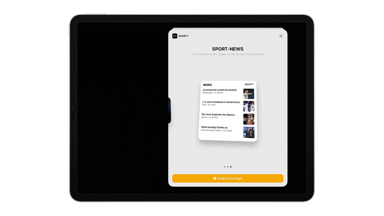 Neue Widget-Funktion der SPORT1-App