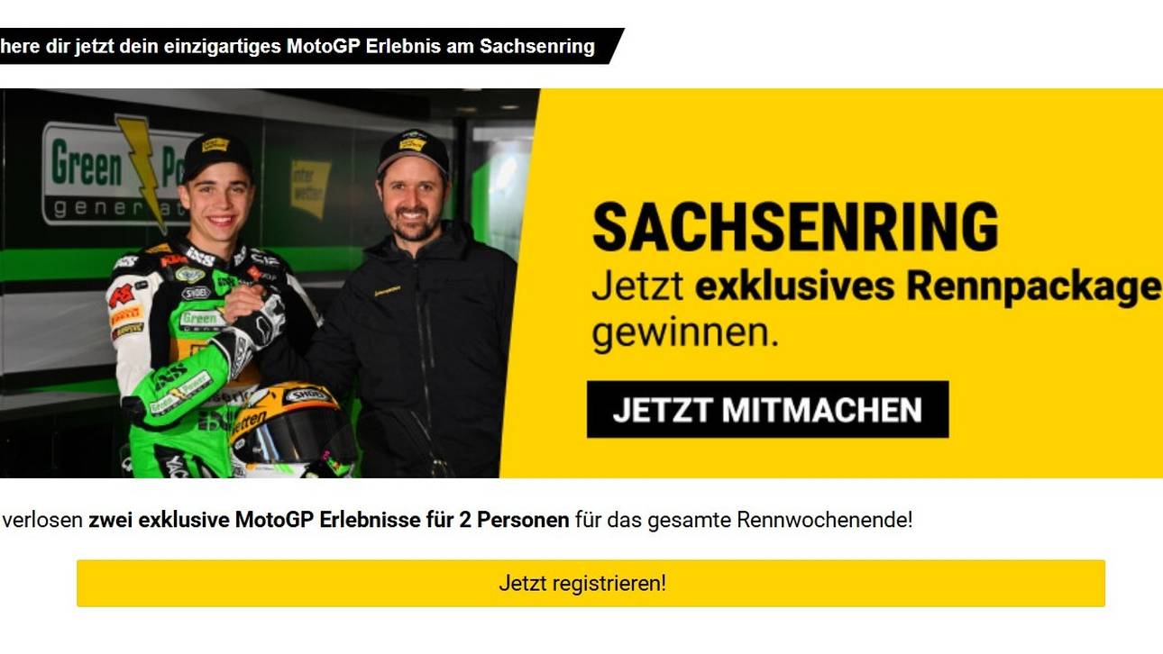Interwetten verlost exklusiv für den Sachsenring MotoGP ein Rennpackage für zwei Personen.