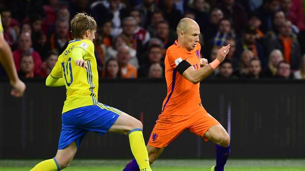 Arjen Robben in seinem letzten Spiel für Oranje gegen Schweden