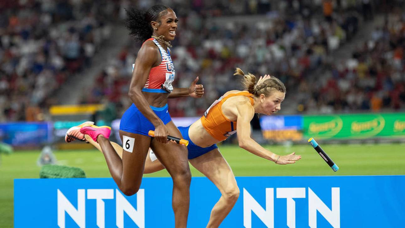 Der Moment als Femke Bol auf die Tartanbahn stürzte