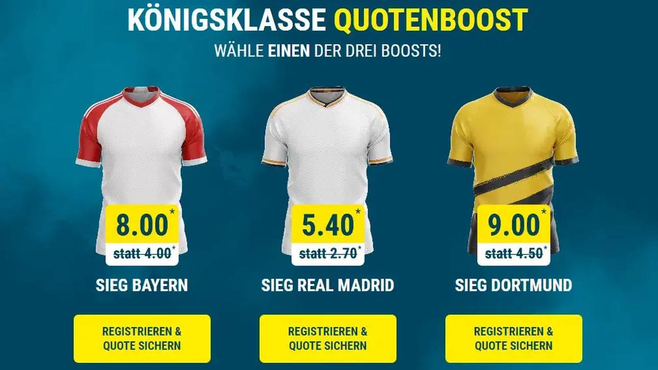 Nutze die drei sportwetten.de Quotenboosts zum CL-Viertelfinale