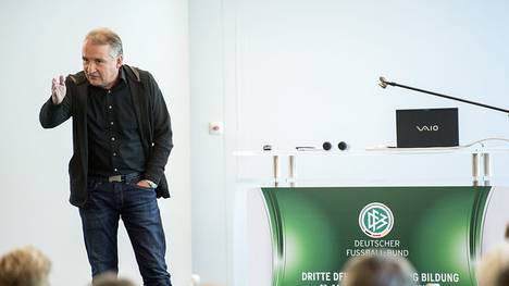 FRANKFURT AM MAIN, GERMANY - JUNE 03: Referee Coach Lutz Wagner holds a speech during the DFB annual education congress at  Holiday Inn Airport North Hotel on June 3, 2016 in Frankfurt am Main, Germany. (Photo by Alexander Scheuber/Bongarts/Getty Images)