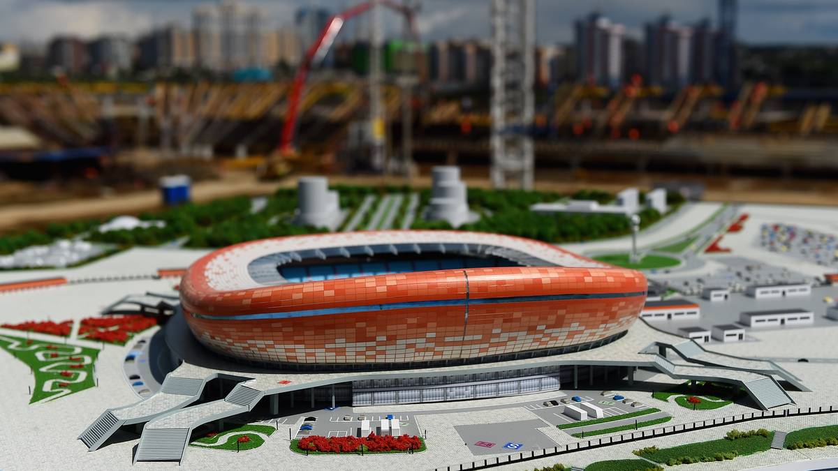 MORDWINIEN-ARENA in Saransk (noch im Bau, Abbildung: 3-D-Modell) - Fassungsvermögen: 44.442 Zuschauer