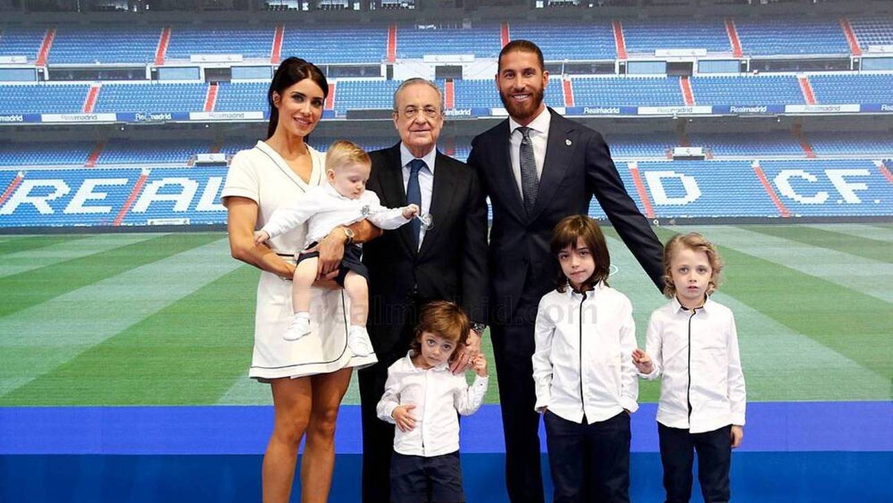 Sergio Ramos und seine Familie beim Real-Abschied mit Florentino Perez