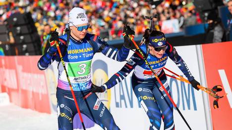 Emilien Jacquelin und Julia Simon waren beim  Mont-Blanc-Marathon dabei