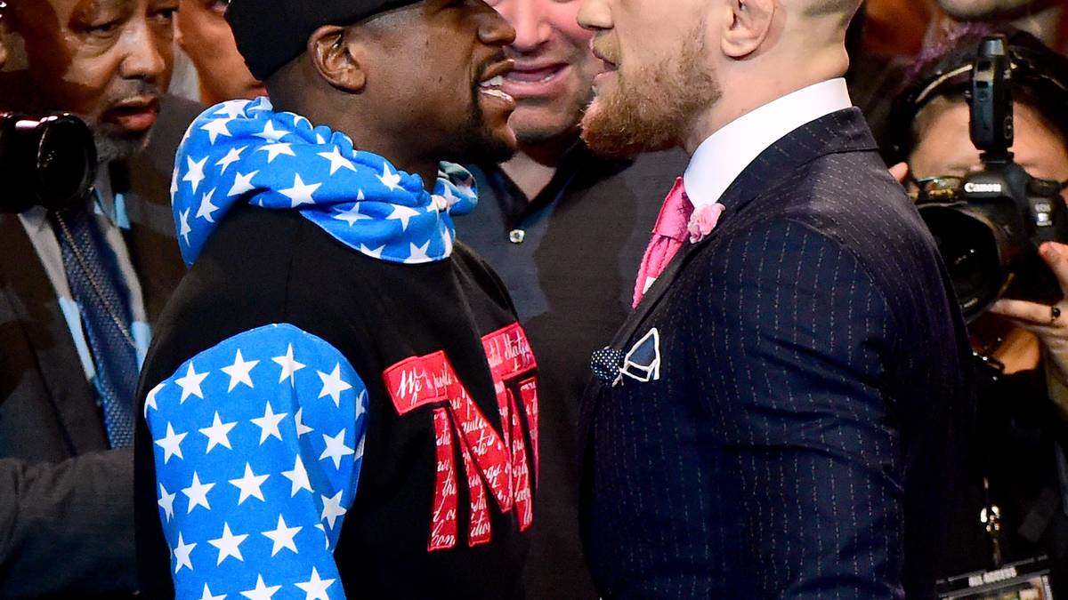 So sieht es also aus, wenn sich die beiden Protagonisten des Mega-Fights erstmals aus nächster Nähe in die Augen sehen. Die Auftakt-Pressekonferenz von Floyd Mayweather und Conor McGregor war schon eine große Show. SPORT1 zeigt die besten Bilder
