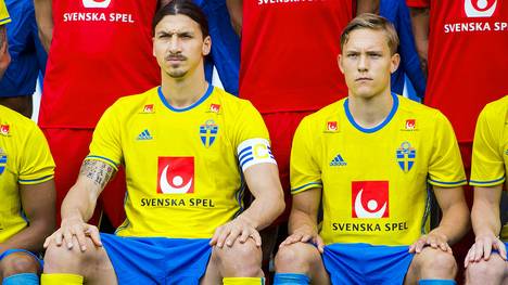 Zlatan Ibrahimovic und Ludwig Augustinsson beim Nationalteam von Schweden
