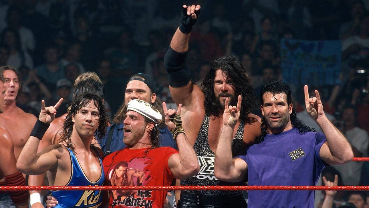 Sean Waltman, Shawn Michaels, Kevin Nash, Scott Hall (v.l.) und Triple H (nicht im Bild) bildeten bei WWE die "Kliq"