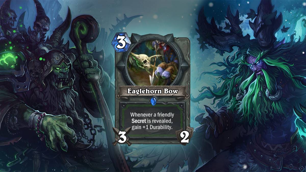 Adlerhornbogen (Eaglehorn Bow) - Erhält jedes Mal +1 Haltbarkeit, wenn ein eigenes Geheimnis aufgedeckt wird. Diese Karte wird zweimal im Deck gespielt