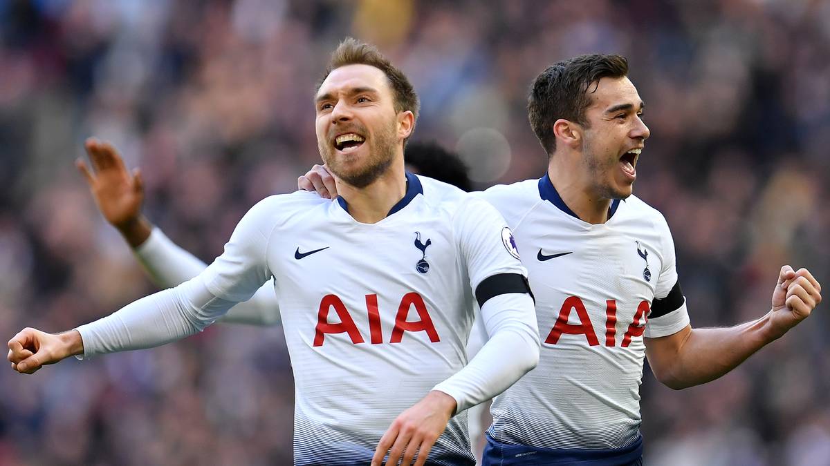 PLATZ 10 - TOTTENHAM HOTSPUR: Die Spurs fanden nach der Ergebniskrise zu Jahresbeginn wieder in die Spur, die vergangenen vier Premier-League-Spiele wurden gewonnen. Das frühe Aus im FA-Cup trübt allerdings die Stimmung. Noch schwerer wiegen die Ausfälle von Harry Kane und Dele Alli gegen den BVB. Die Hoffnungen ruhen auf Christian Eriksen (l.)