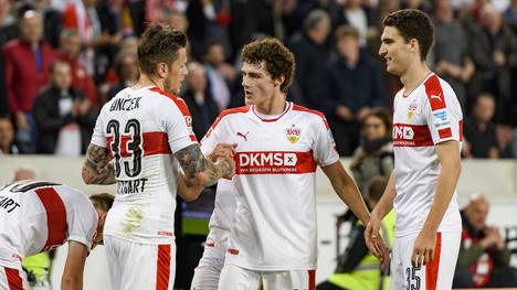 Die Spieler des VfB Stuttgart feiern ihren Sieg gegen Union Berlin