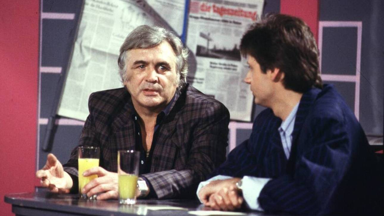 Bubi Scholz nach seiner Haftentlassung in einer Talkshow mit dem jungen Günther Jauch 1988