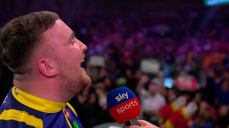 Während der Partie gegen Rob Cross hatte Luke Littler mit Buh-Rufen des Publikums zu kämpfen. Nach dem Match richtet er ein paar Worte in Richtung Ally Pally.