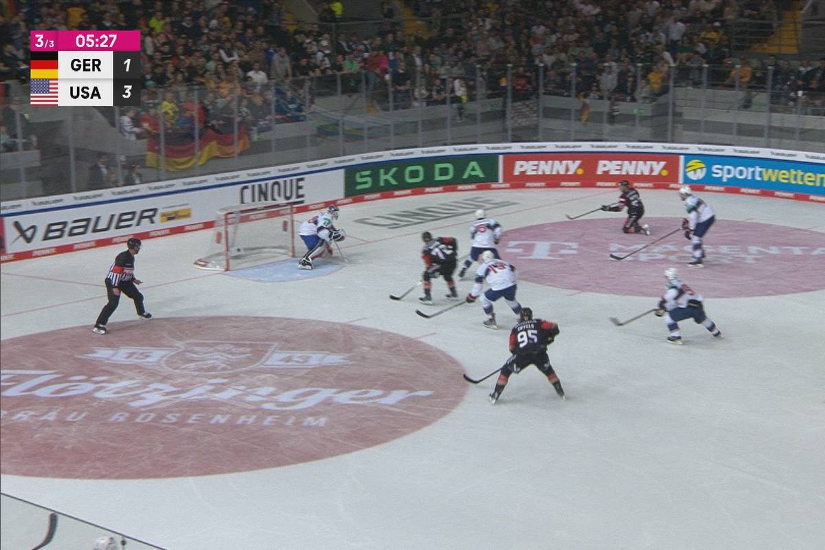 Deutschland verliert den letzten Test in München gegen die USA mit 3:6. Dominik Kahun erzielt einen Doppelpack, JJ Peterka glänzt mit einer sehenswerten Vorlage.