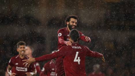Wolverhampton Wanderers v Liverpool FC - Premier League Mo Salah kann mit dem FC Liverpool die erste ungeschlagene Hinrunde der Vereinsgeschichte spielen