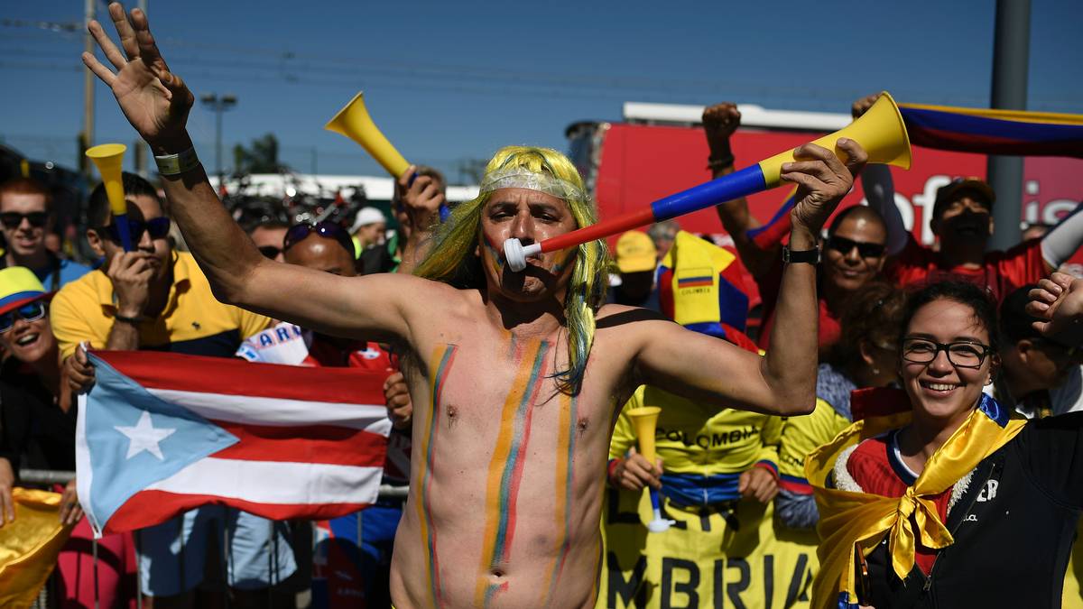 Kolumbianische Fans hoffen auf ihren Held Nairo Quintana. Doch nach seiner Zeitfahr-Pleite geht von ihm auf dem 14. Teilstück der Tour keine Gefahr für Froome aus