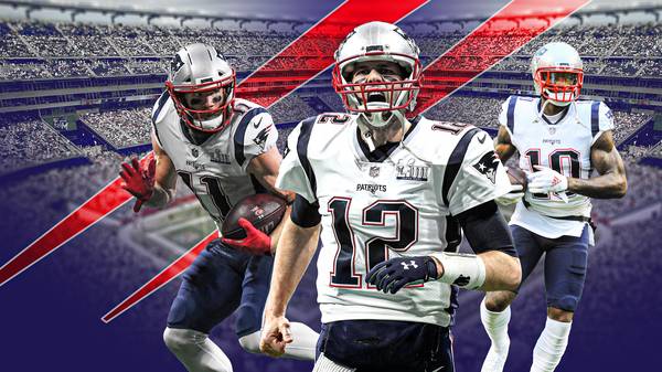 Die New England Patriots von Tom Brady (M.) gehen als Titelverteidiger in die NFL-Saison