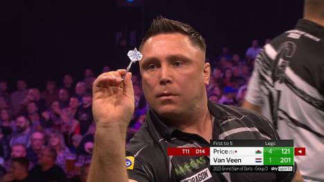 Gerwyn Price zaubert den nächsten Gala-Auftritt ans Board. Mit 112 Punkten im Schnitt und drei High-Finishes schlägt er Gian van Venn klar mit 5:1.