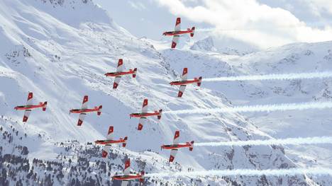 Ski-WM Flugshow Seilbahnkamera