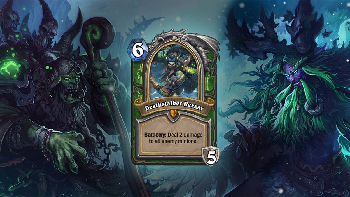 Todespirscher Rexxar (Deathstalker Rexxar) - Kampfschrei: Fügt allen feindlichen Dienern 2 Schaden zu. Diese Karte wird einmal im Deck gespielt