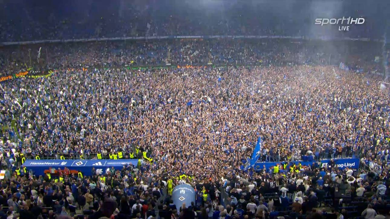 Nach Spielende stürmten die HSV-Fans den Platz
