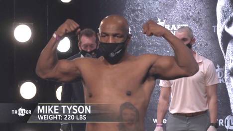 In der Nacht auf Sonntag ist es soweit: Mike Tyson kehrt zurück in den Ring. Das Wiegen mit der Box-Legende im Video.