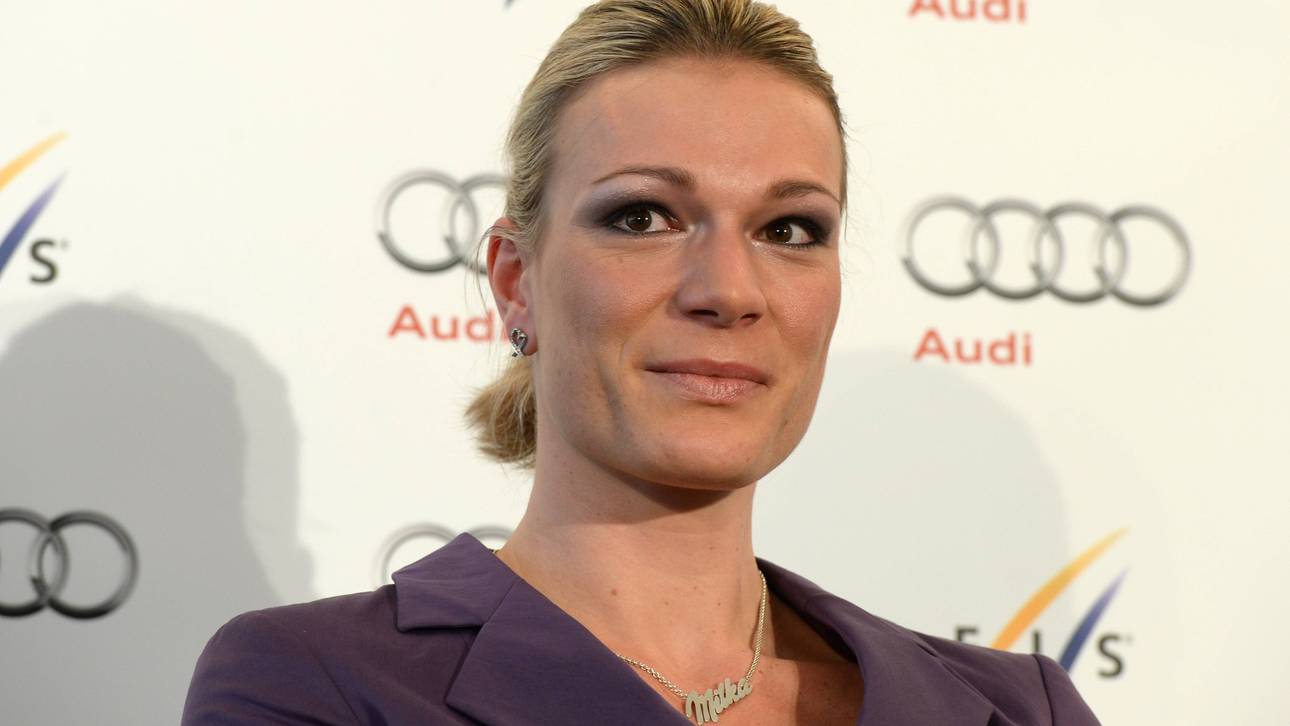 Maria Höfl-Riesch bei ihrer Abschieds-PK am 20. März 2014