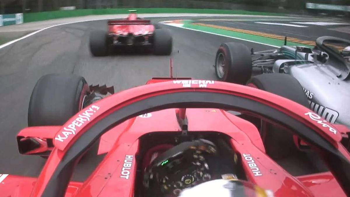 Es kommt zur Berührung und Vettel dreht sich und muss mit gebrochenem Frontflügel an die Box. Das Safety-Car kommt auf die Strecke und bewahrt den Deutschen vor einem größeren Rückstand, doch die Sieghoffnungen sind wohl futsch