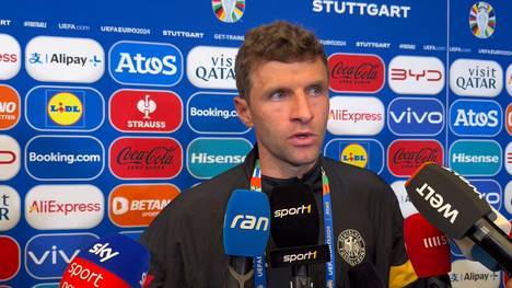 Nationalspieler Thomas Müller spricht in der Mixed Zone über einen möglichen Rücktritt aus dem DFB-Team.