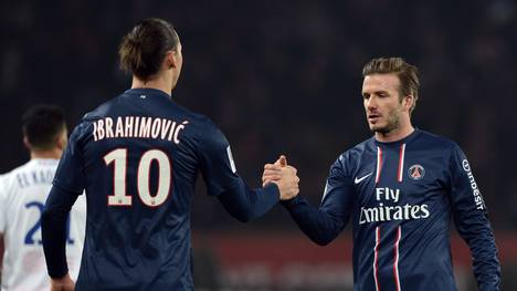 David Beckham (r.) und Zlatan Ibrahimovic waren 2013 Teamkollegen bei Paris Saint-Germain