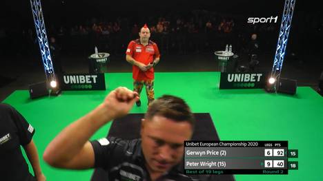Weltmeister Peter Wright zieht beim European Darts Championship ins Viertelfinale ein. Gegen den temperamentvollen Waliser Gerwyn Price lässt sich "Snakebite" nicht aus der Ruhe bringen.