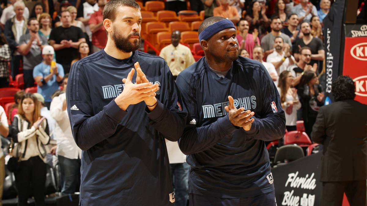 Marc Gasol (l.) und Zach Randolph reiben sich die Hände. Die beiden Grizzlies wittern eine gute Chance auf einen Auswärtssieg. Schließlich haben die Miami Heat dreimal in Folge verloren