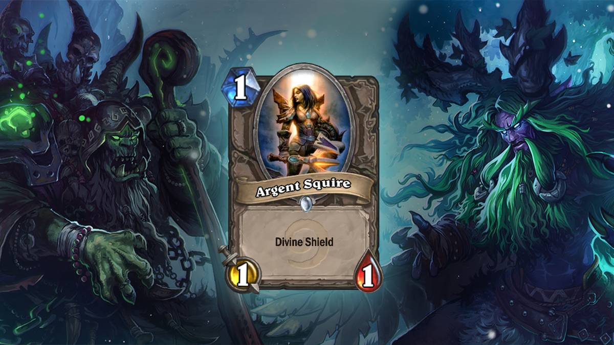 Argent Squire (Argentumknappin) - Gotteschild. Die Karte wird zweimal im Deck gespielt