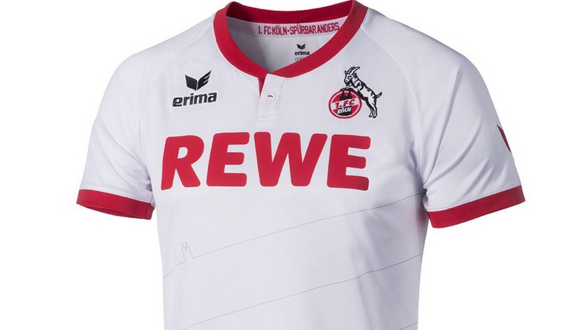 Der Dom gehört seit jeher zum Wappen des 1. FC Köln. Auf dem neuen Trikot ist er gleich mehrfach zu erahnen. Das ganz in Weiß gehaltene neue Heimdress wird von diagonal verlaufenden Nadelstreifen durchzogen, aus denen an drei Stellen die Domspitzen hervorgehen. SPORT1 zeigt die Trikots der neuen Saison