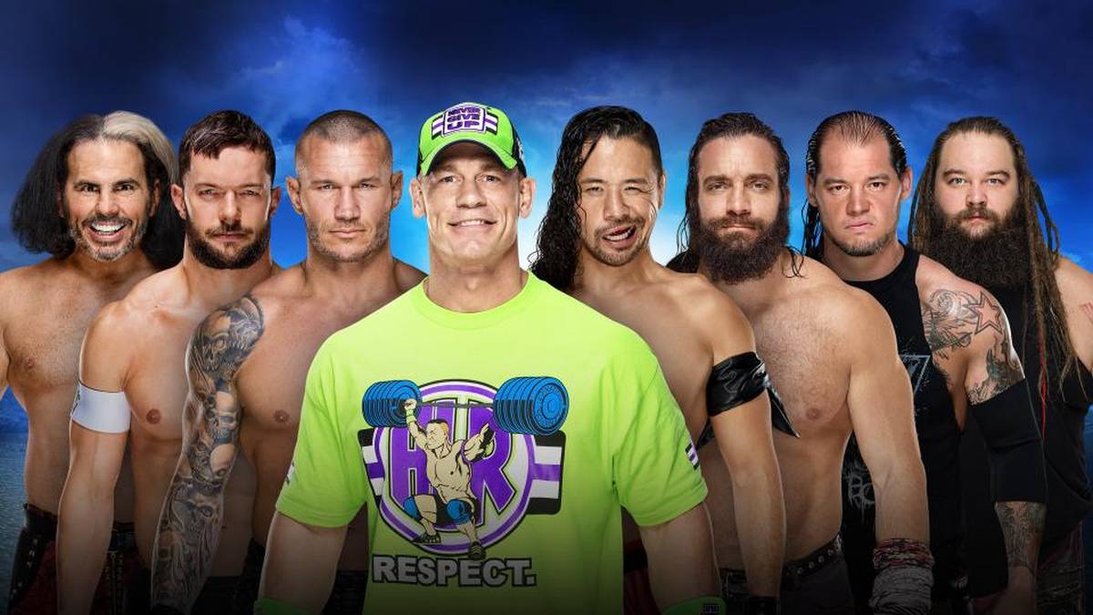 John Cena (4.v.l.) und viele weitere Stars treten beim WWE Royal Rumble 2018 an
