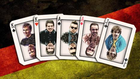 Philipp Gruissem, Marvin Rettenmaier, George Danzer, Ole Schemion und Christopher Frank (v.l.) spielen beim Global Poker Masters für Deutschland