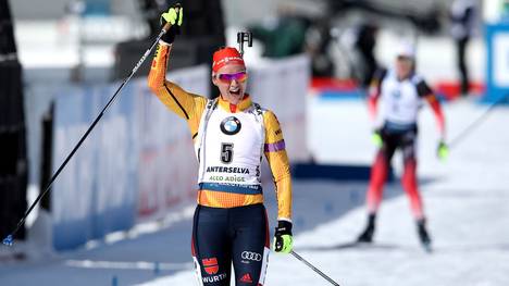 Denise Herrmann gewann bei der Biathlon-WM in Antholz Silber in der Verfolgung