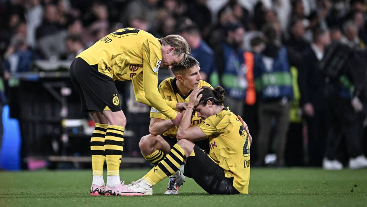 Nico Schlotterbeck (m.) und Marcel Sabitzer (r.) sprechen über das verlorene Champions-League-Finale