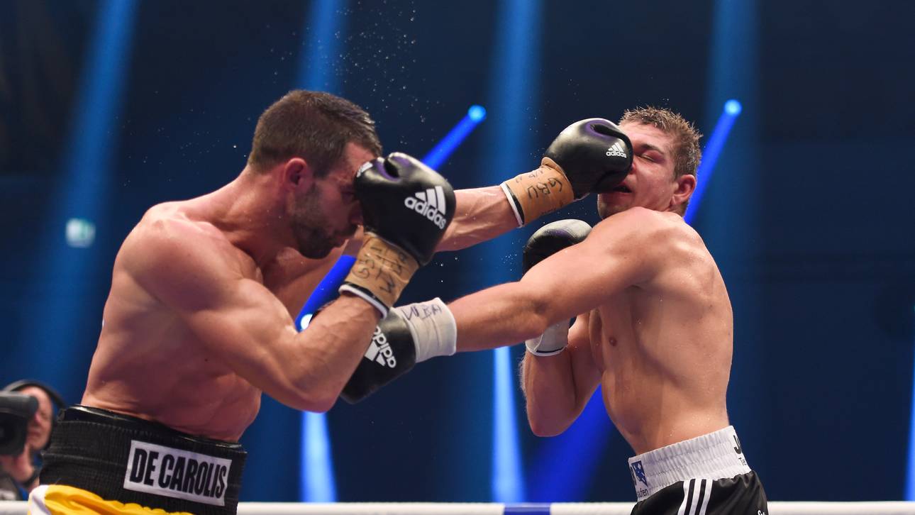 Vincent Feigenbutz (r.) im ersten Fight gegen Giovanni De Carolis