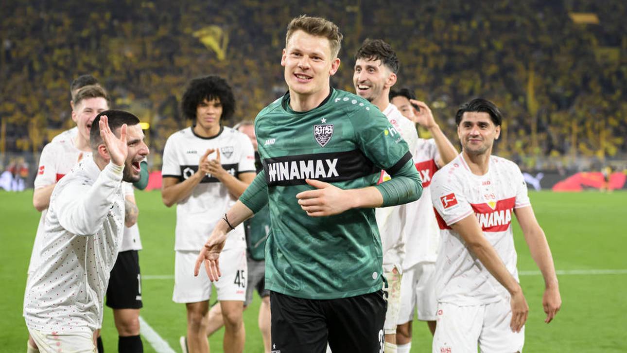 Alexander Nübel (r.) und Deniz Undav (l.) stehen am Mittwoch der Presse Rede und Antwort