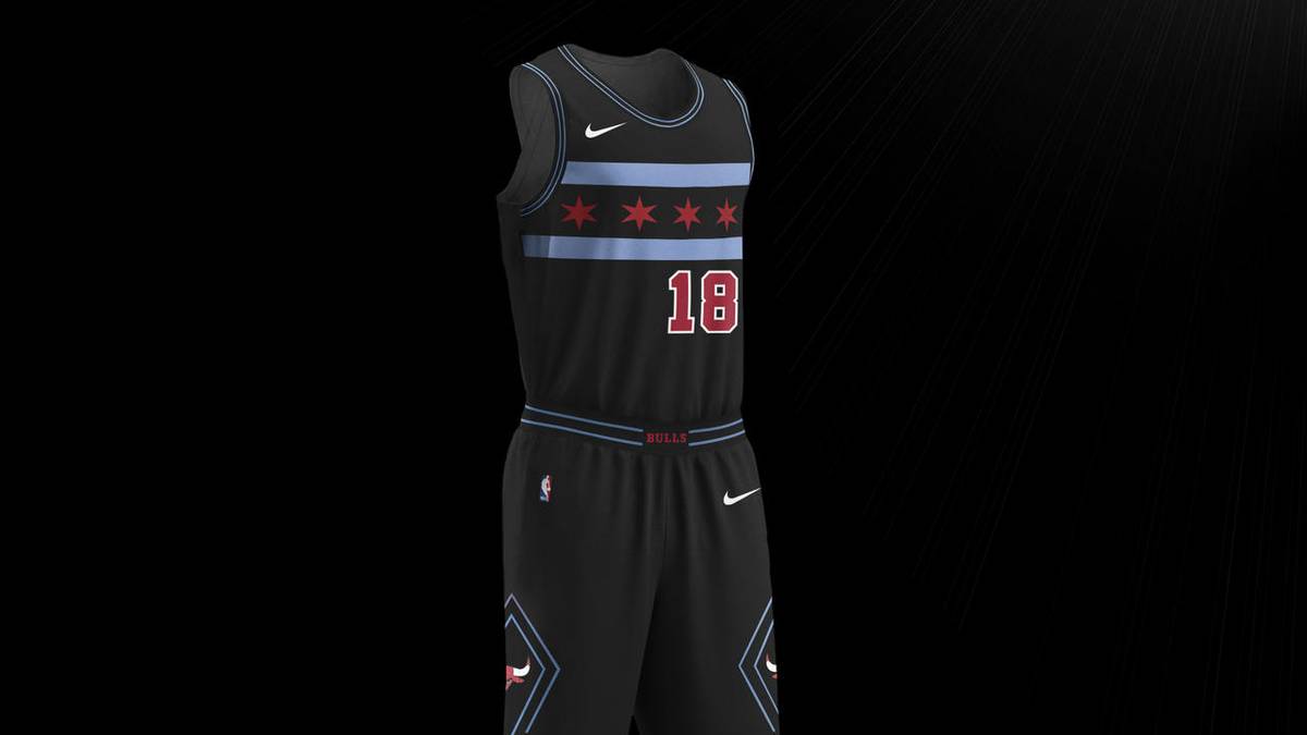 CHICAGO BULLS: Vier Sterne sind auf die Trikot-Brust gedruckt - eine Anspielung auf die Flagge von Chicago, die ebenfalls vier Sterne zieren