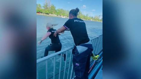 Endlich wieder ein Podium für Lewis Hamilton. Zu seinem dritten Platz in Kanada kam dann auch noch eine gewonnene Wette hinzu und Hamilton durfte seine Physio in einen Fluss schubsen.