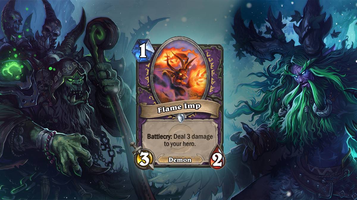 Flame Imp (Flammenwichtel) - Kampfschrei: Fügt Eurem Helden 3 Schaden zu - Diese Karte wird zweimal im Deck gespielt