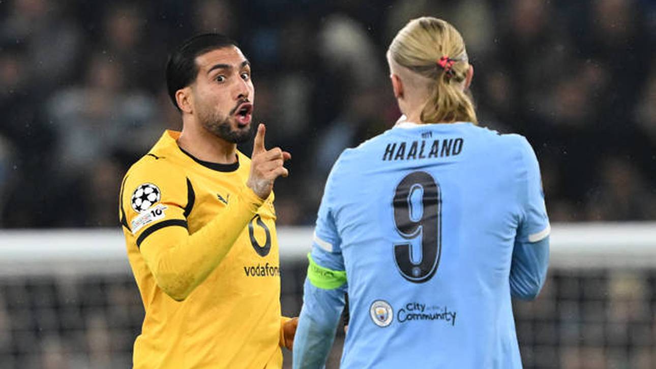 Emre Can (l.) im intensiven Austausch mit Erling Haaland