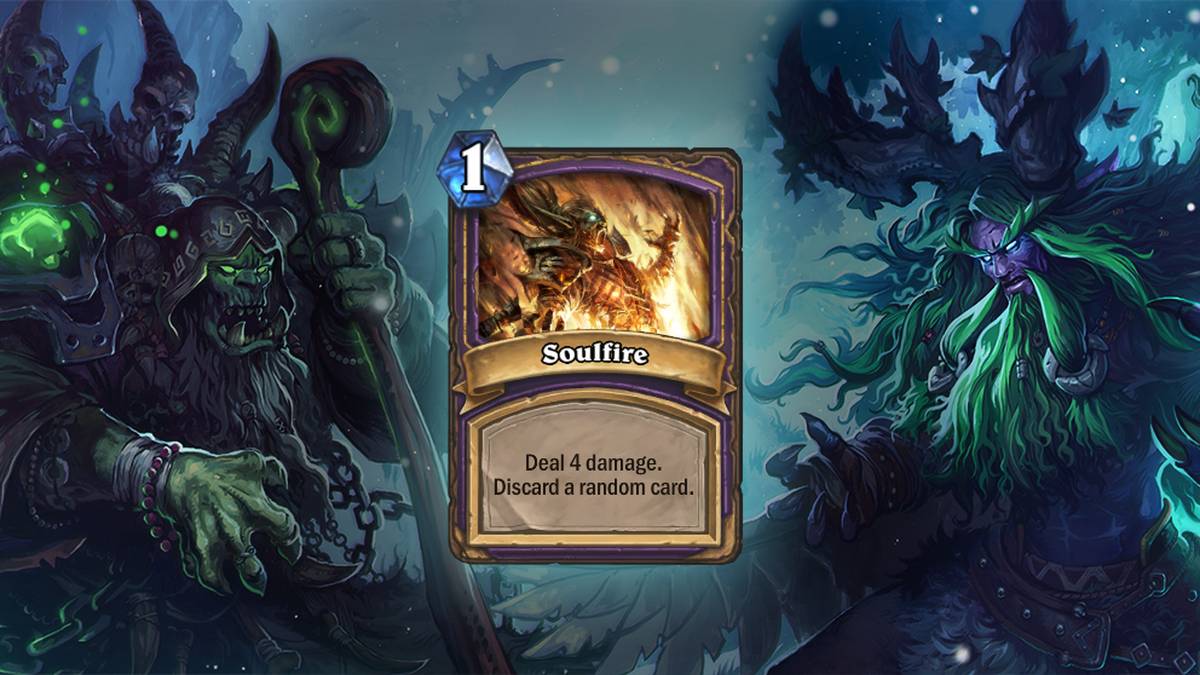 Soulfire (Seelenfeuer) - Verursacht 4 Schaden. Werft eine zufällige Karte ab  - Diese Karte wird zweimal im Deck gespielt