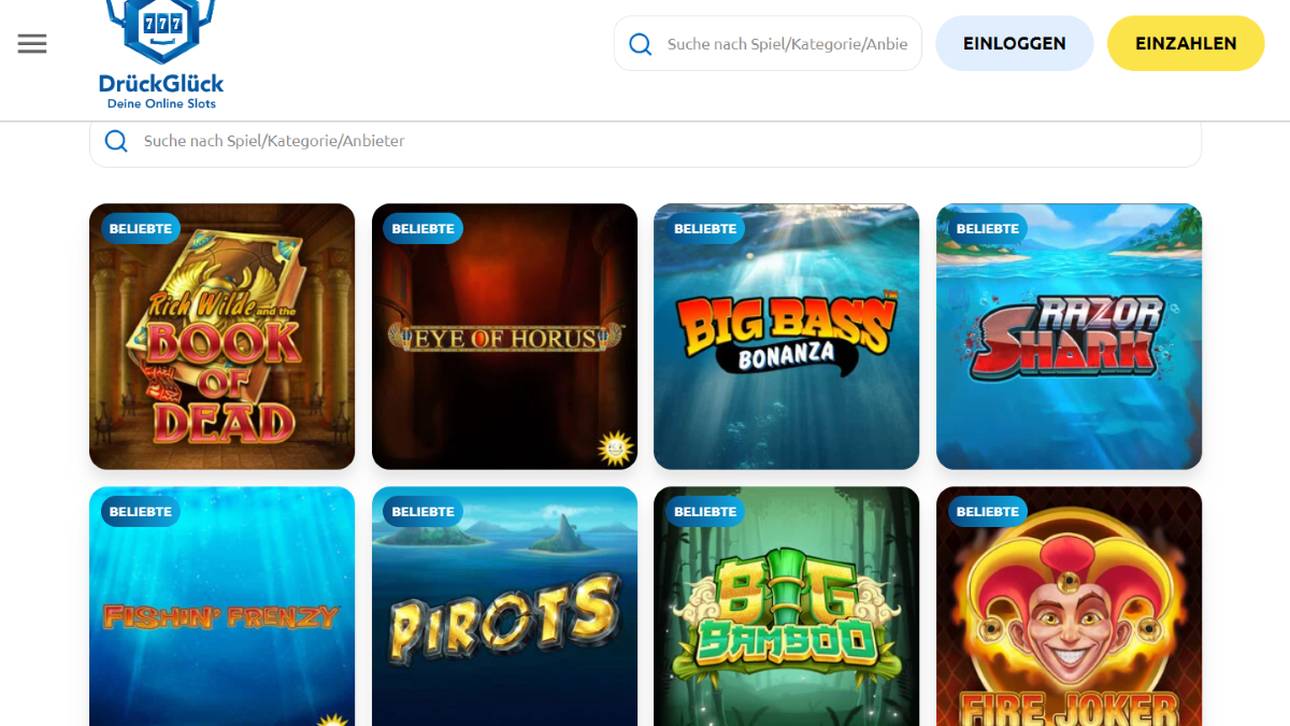 Book of Dead, Eye of Horus oder Big Bass Bonanza - die Auswahl an Slots fällt sehr groß aus