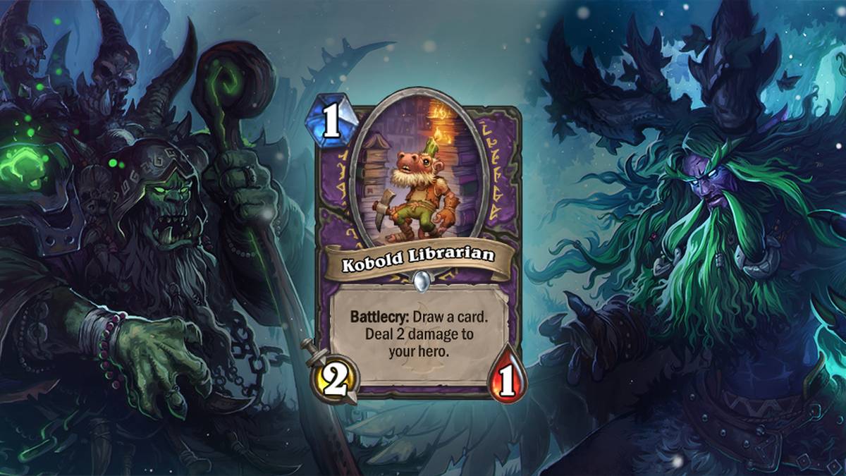 Kobold Libarian (Koboldbibliothekar) - Kampfschrei: Zieht eine Karte. Fügt Eurem Helden 2 Schaden zu - Diese Karte wird zweimal im Deck gespielt